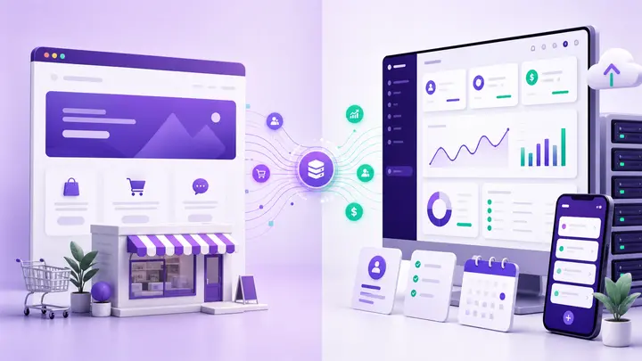 Minh họa so sánh website và phần mềm riêng