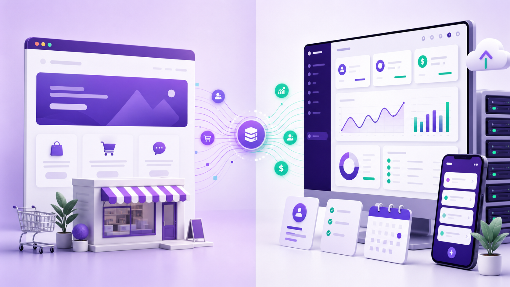 Minh họa so sánh website và phần mềm riêng